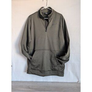 NIKE Men's Therma Dri-Fit 1/4 Zip Size Large Green Pullover Kangaroo Pocket Logo